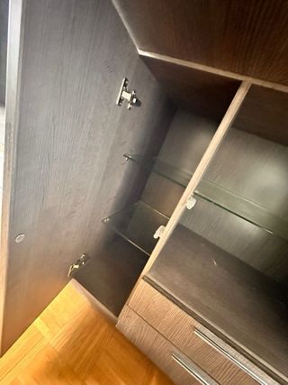 Mueble de salón modular madera y cristal