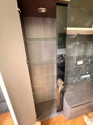 Mueble de salón modular madera y cristal