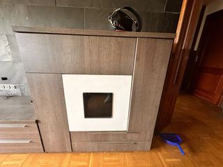 Mueble de salón modular madera y cristal