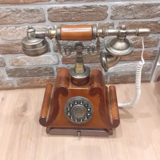 Teléfono Antiguo Madera y Bronce