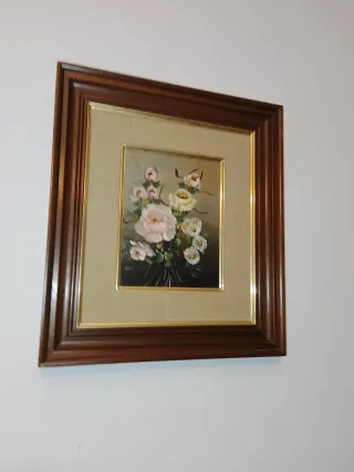 Due quadri a olio con fiori