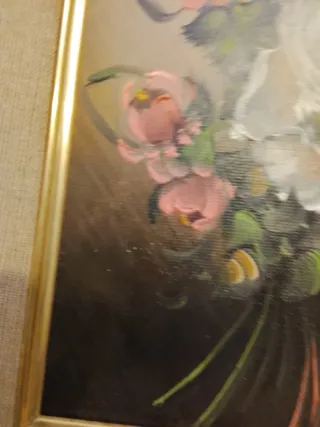 Due quadri a olio con fiori