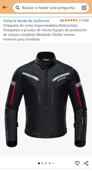 Chaqueta Moto Zyxformis Negra y Roja