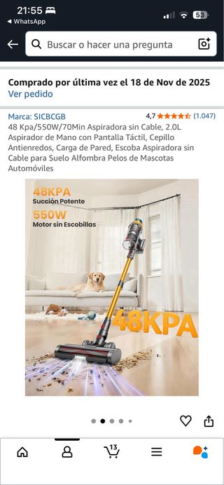 Aspirador de mano sin cable 48 Kpa, nuevo sin usar