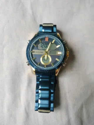 Reloj SKYLINE Hombre Azul y Dorado
