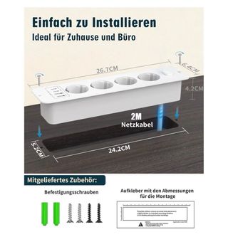 Regleta Enchufes empotrable para mesa USB PD QC3.0