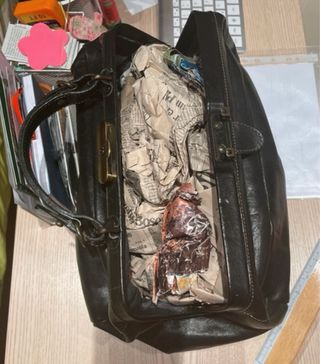Borsa dottore vintage anni '50 pelle nera/marrone