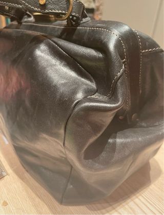 Borsa dottore vintage anni '50 pelle nera/marrone