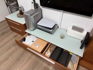 Mueble Comedor + Mesa Centro Madera y Cristal