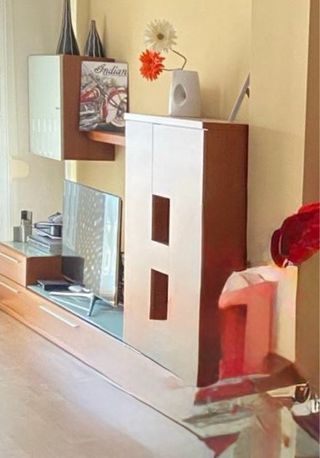 Mueble Comedor + Mesa Centro Madera y Cristal
