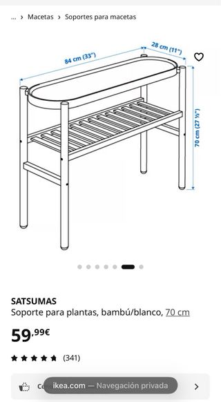 Soporte plantas SATSUMAS bambú/blanco 70cm
