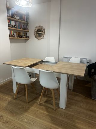 Mesa Comedor Extensible Madera Blanca