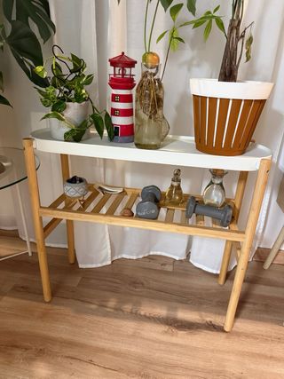 Soporte plantas SATSUMAS bambú/blanco 70cm