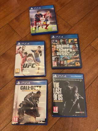PS4 (PlayStation 4) Negra + 2 Controles + 5 Juegos