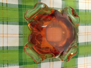 Posacenere Murano Vintage Vetro Arancio 16x16