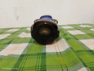 Vaso Murano Vintage Vetro Sommerso Blu Marrone