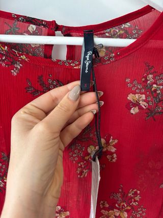 Blusa Pepe Jeans Roja Estampada