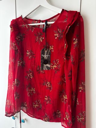 Blusa Pepe Jeans Roja Estampada