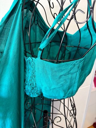 Conjunto túnica/vestido e top verde