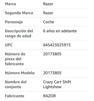 Kart electrico Crazy kart Razor para niños