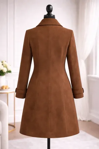 Abrigo largo marrón vintage Talla M