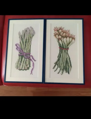 2 Quadri Punto Croce Verdure