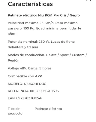 Patinete Eléctrico Negro