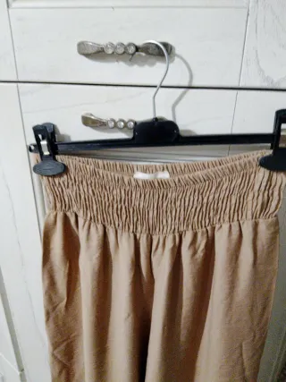 Pantaloni estivi beige gamba ampia