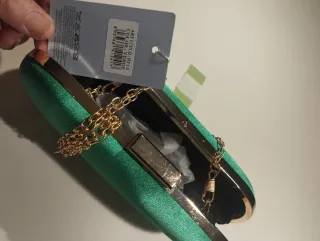 Bolso fiesta clutch verde raso