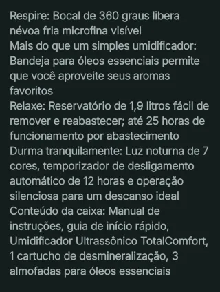 Humidificador HoMedics TotalComfort Novo