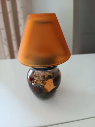 Porta candela lume vetro metallo arancio