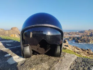 Capacete Moto Preto com Raio Branco