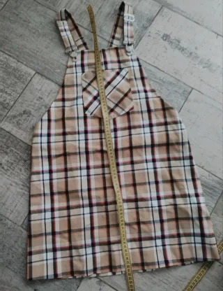 Vestido de cuadros beige y multicolor