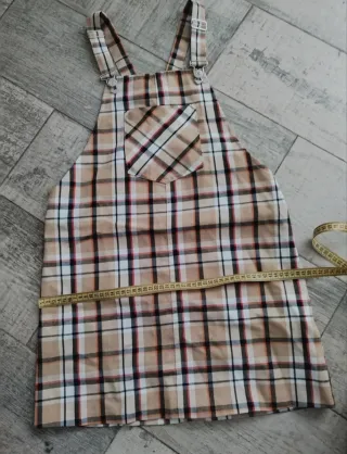 Vestido de cuadros beige y multicolor