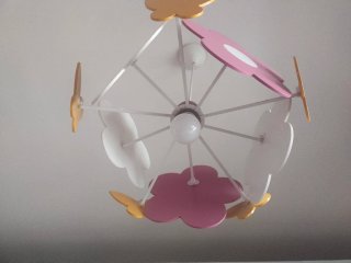 Lampadario fiori rosa e farfalle gialle