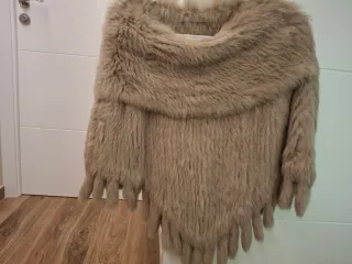 Poncho piel conejo beige/marrón Talla Única