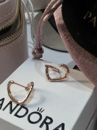 Pendientes Pandora Corazón Orgánico Oro Rosa