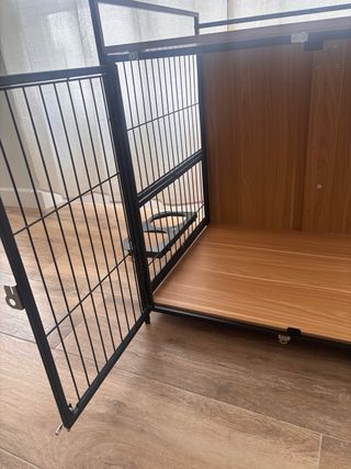 Mesa Auxiliar Jaula Perro Madera Negra