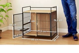 Mesa Auxiliar Jaula Perro Madera Negra