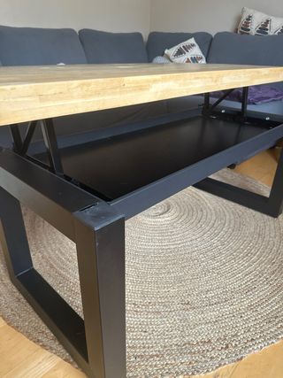 Mesa de centro elevable madera y metal negro