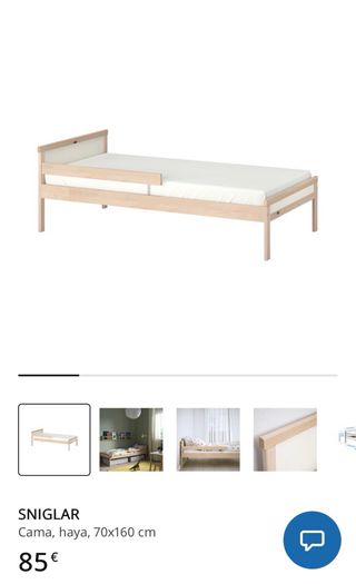 Cama infantil de madera SNIGLAR Ikea 70x150 cm