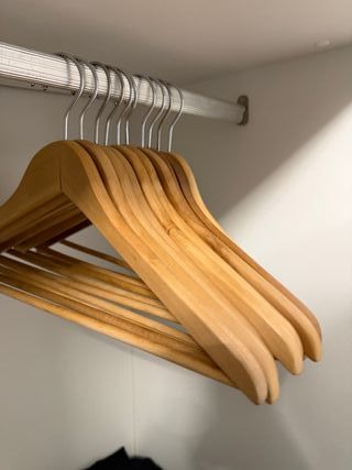 Pack 10 Perchas Madera Natural