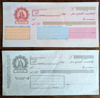 Lotto 23 cambiali bianche di diverso taglio