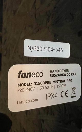 Secador de manos Faneco negro