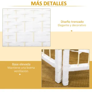 Biombo Separador 4 Paneles Plegable Blanco