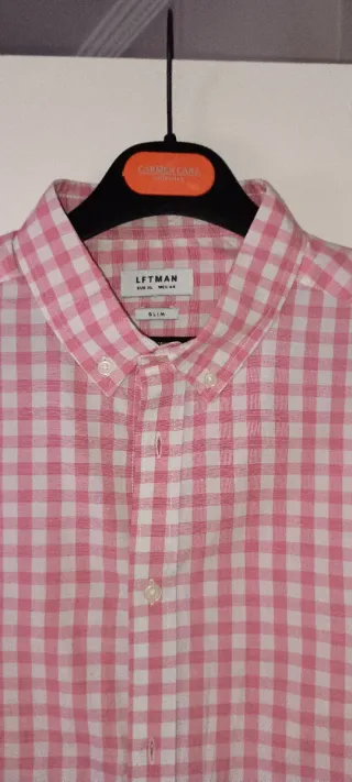 Camisa Litman cuadros rosa y blanco Talla XL-44