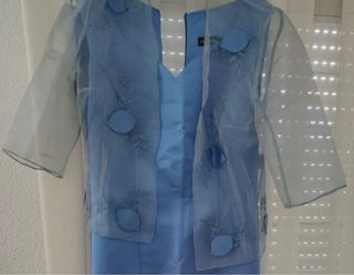 Vestido azul fiesta con chaqueta