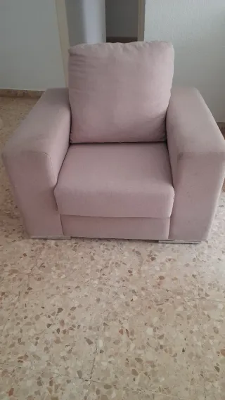 Sillón individual rosa tela