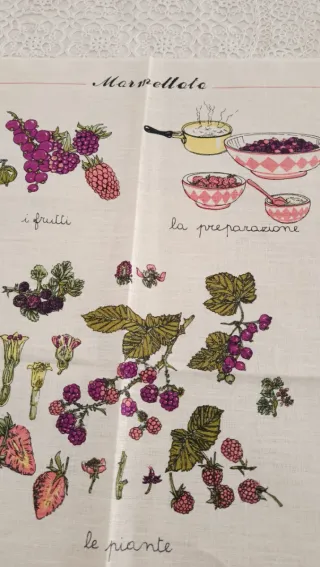 Set 3 teli cucina con stampa in lino 100%