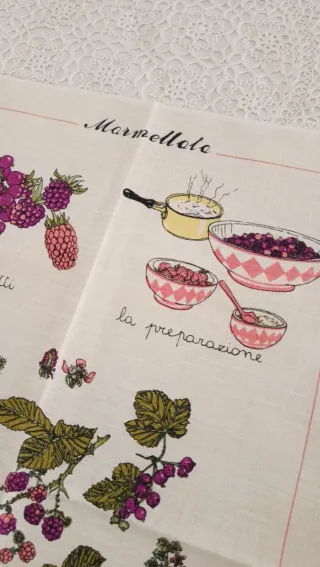 Set 3 teli cucina con stampa in lino 100%